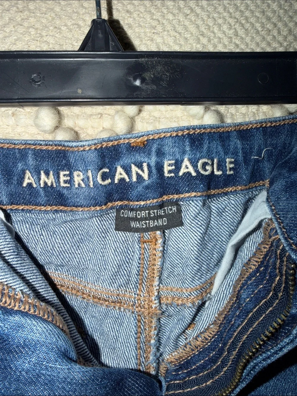 American Eagle Outfitters Distressed Dark Blue Denim Mom Short